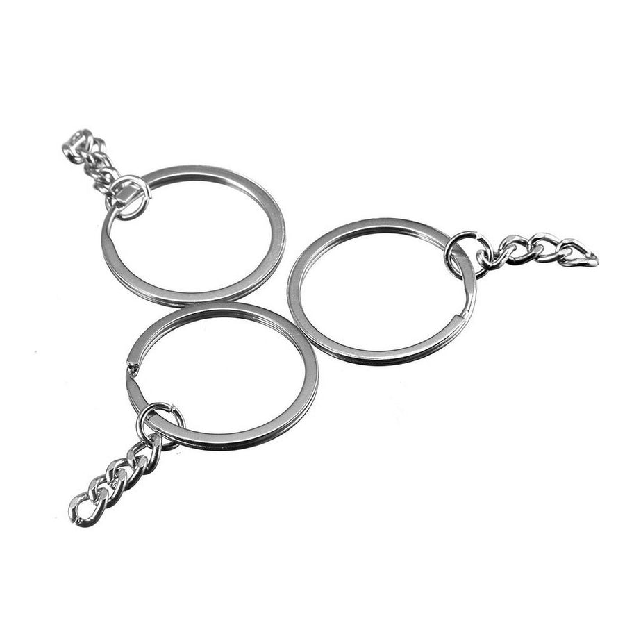 20Pcs Metal Split Rings Chain Circle Key Ring Keychain Silver