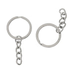 20Pcs Metal Split Rings Chain Circle Key Ring Keychain Silver