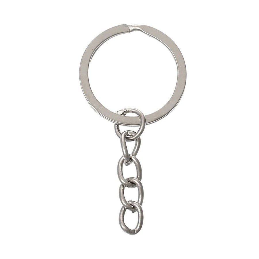 20Pcs Metal Split Rings Chain Circle Key Ring Keychain Silver