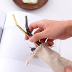 Travel Straw Bag Set with Beige Burlap Pouch for Easy Storage and Portability, 5 Pieces
