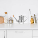 Stainless Steel Oil and Vinegar Dispenser Plated Silver Practical Kitchen Container with Filter.