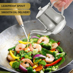 Stainless Steel Oil and Vinegar Dispenser Plated Silver Practical Kitchen Container with Filter.