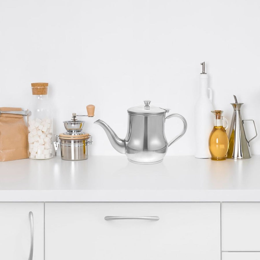 Stainless Steel Oil and Vinegar Dispenser Plated Silver Practical Kitchen Container with Filter.