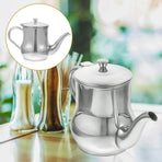 Stainless Steel Oil and Vinegar Dispenser Plated Silver Practical Kitchen Container with Filter.
