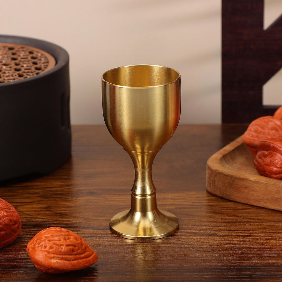 Golden Brass Goblet Multi-Function Tabletop Offering Cup for Storage