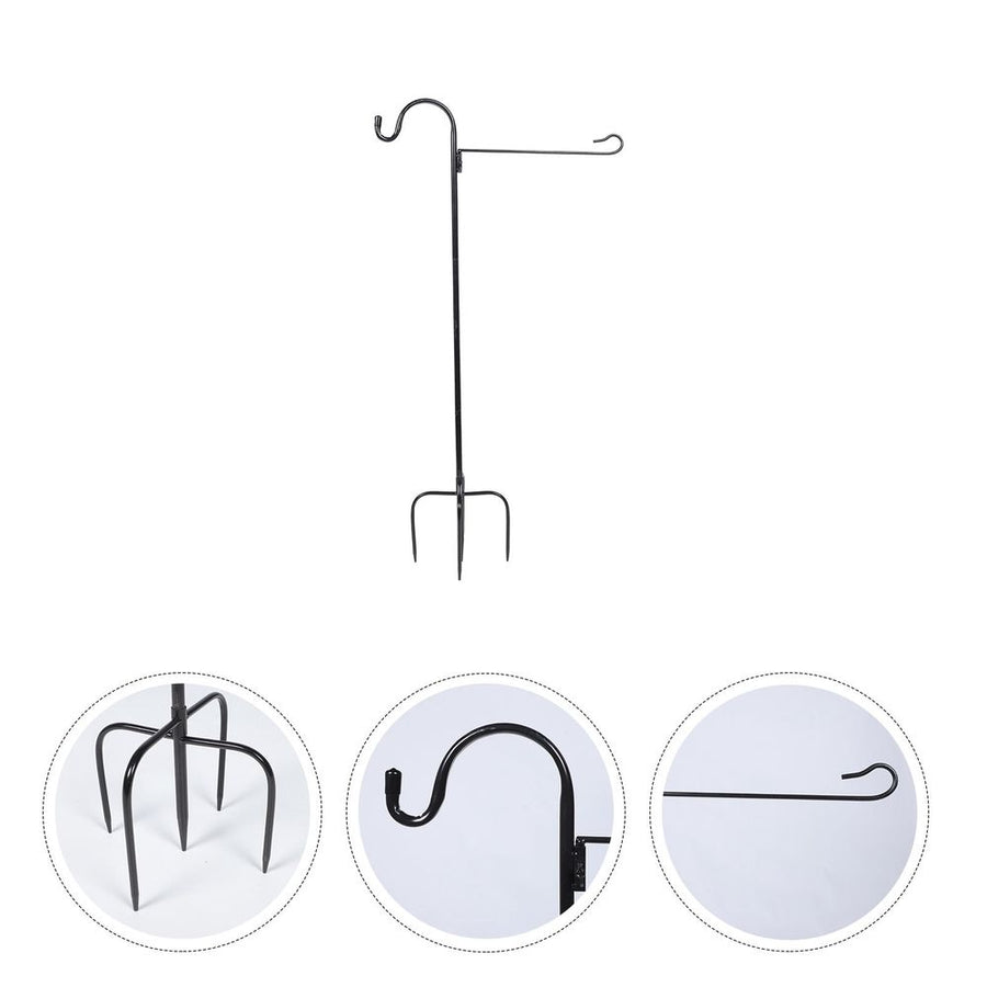 Iron Shepherd Hook with Black for Hanging Outdoor Yard Lights and Garden Decor