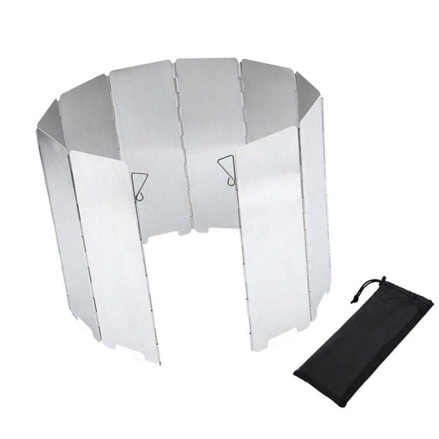 1Set Outdoor Stove Screen Plated Silver Aluminum Foldable Windproof Panel for Camping Bbq Cooking