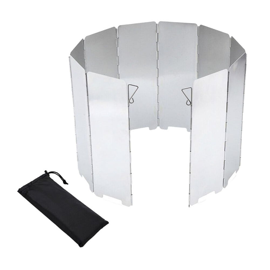 1Set Outdoor Stove Screen Plated Silver Aluminum Foldable Windproof Panel for Camping Bbq Cooking