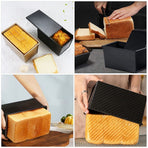 Black Carbon Steel Loaf Pan with Lid Nonstick Bread Baking Pan for Kitchen Use
