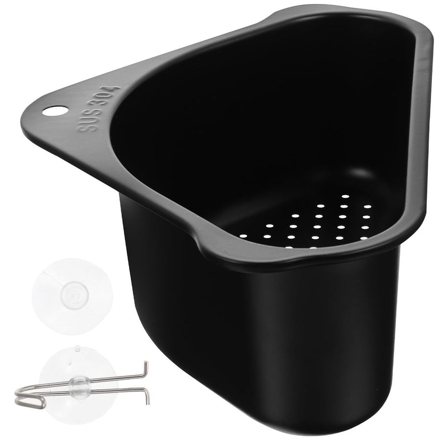 Black 304 Stainless Steel Multi-Function Sink Drain Basket - Kitchen Strainer, 1 Set