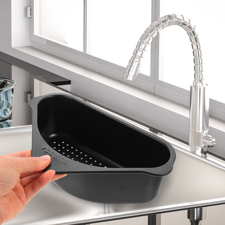Black 304 Stainless Steel Multi-Function Sink Drain Basket - Kitchen Strainer, 1 Set