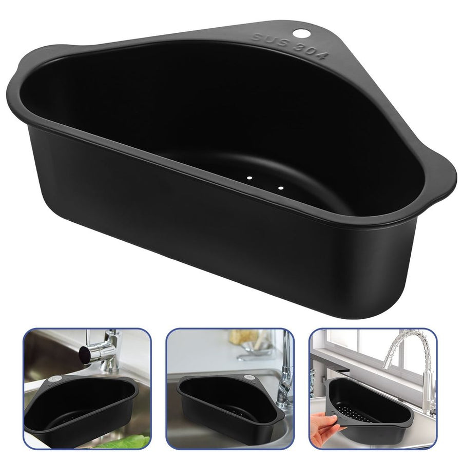 Black 304 Stainless Steel Multi-Function Sink Drain Basket - Kitchen Strainer, 1 Set