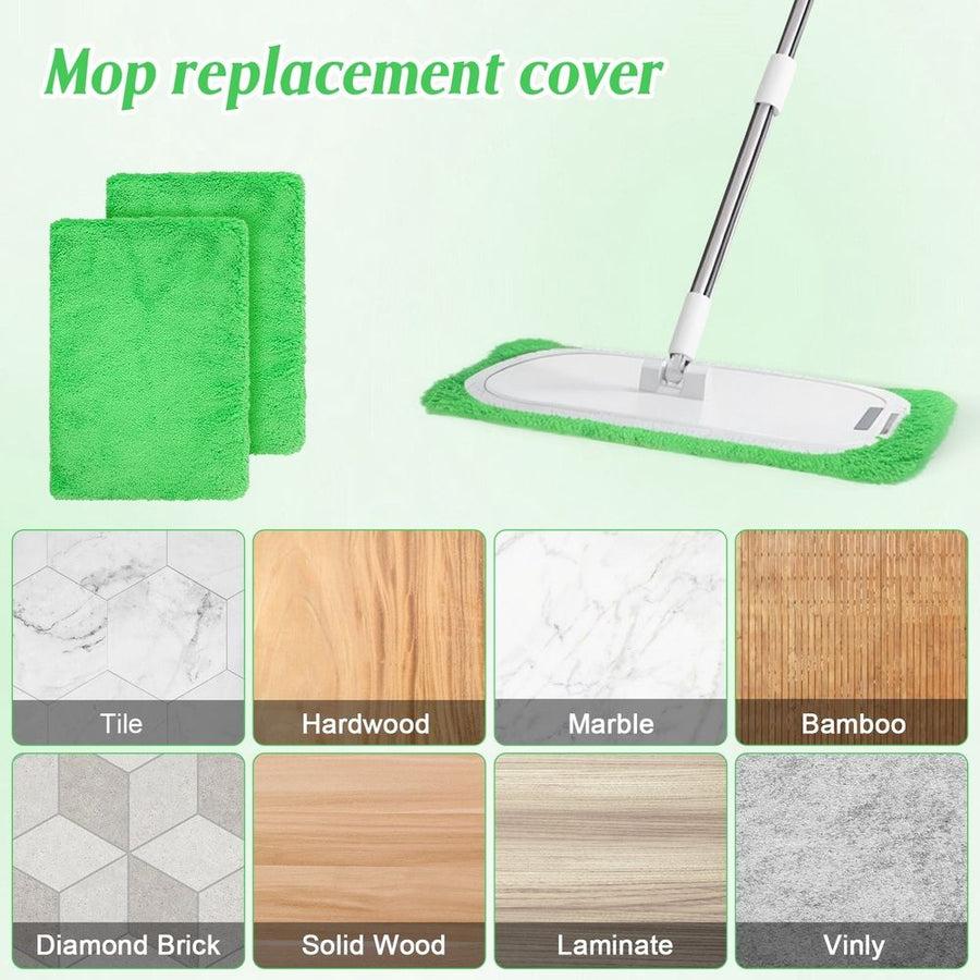 Green Synthetic Mop Pads, 6-Pack Shed-Resistant with Elastic Binding for Cleaning