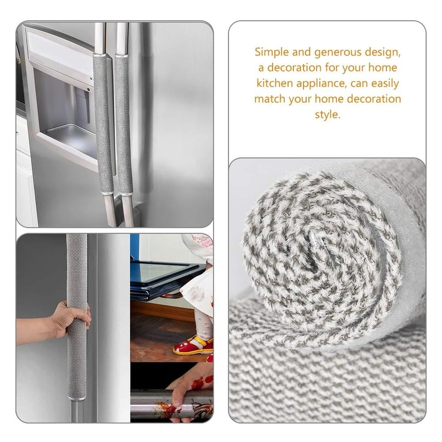 Set of 2 Washable Light Grey Appliance Handle Covers for Kitchen and Easy Cleaning