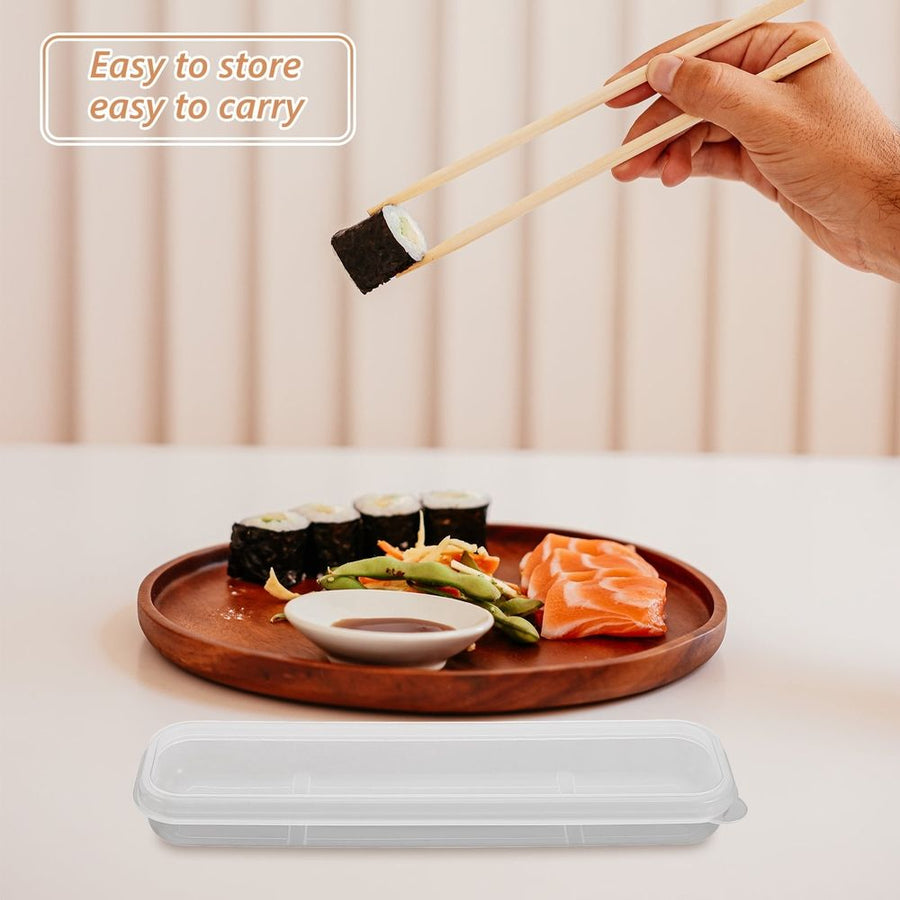 2Pcs Transparent Picnic Utensil Holder with Covered Lid for Chopsticks and Cutlery