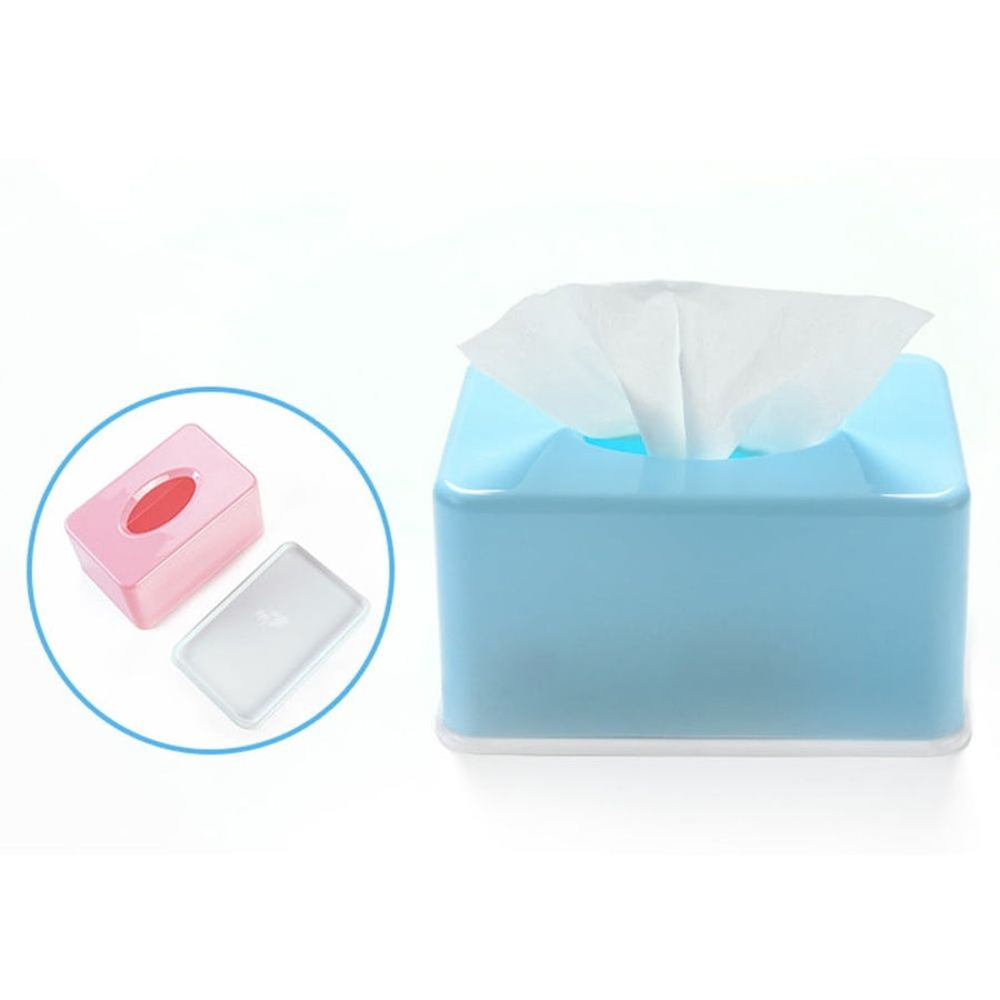 Plastic Blue Tissue Box Cover Rectangular for Desk Bathroom and Car Use