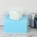 Plastic Blue Tissue Box Cover Rectangular for Desk Bathroom and Car Use