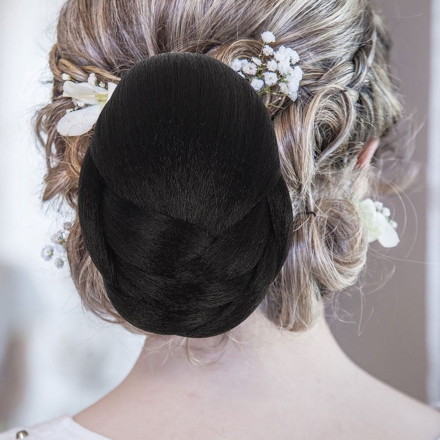 Hair Bun Extension Black Synthetic Fiber for Styling and Parties