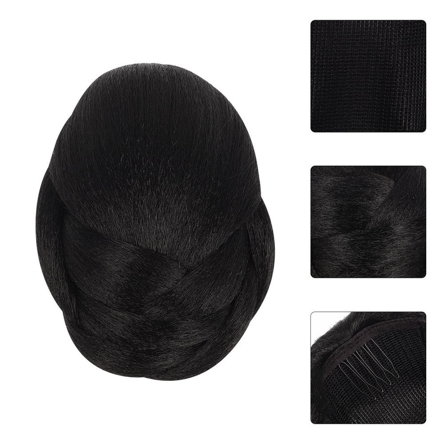 Hair Bun Extension Black Synthetic Fiber for Styling and Parties