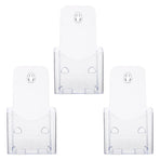3-Pack Clear Acrylic Pamphlet Holders with Wall Mount Holes for Office Document and Brochure Display