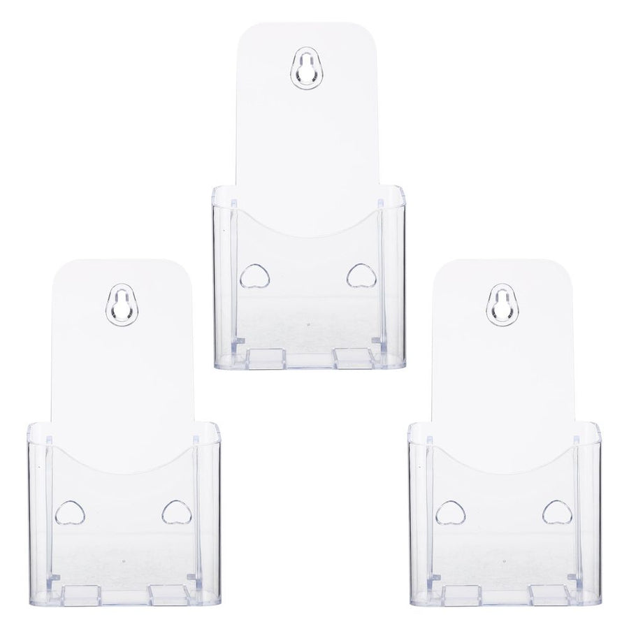 3-Pack Clear Acrylic Pamphlet Holders with Wall Mount Holes for Office Document and Brochure Display