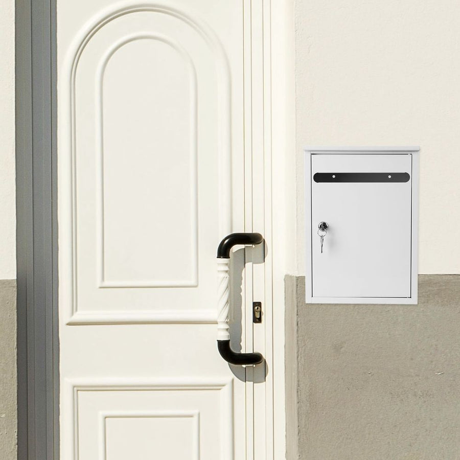 White Lockable Wall Mount Letter Box for Donation Suggestion and Ballot Collection