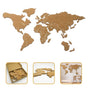 World Map Cork Board with Self-Adhesive Brown Wood Frame for Home Wall Decor and Office Use