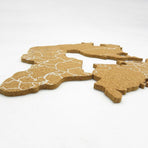 World Map Cork Board with Self-Adhesive Brown Wood Frame for Home Wall Decor and Office Use
