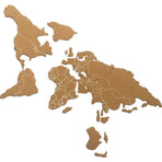 World Map Cork Board with Self-Adhesive Brown Wood Frame for Home Wall Decor and Office Use