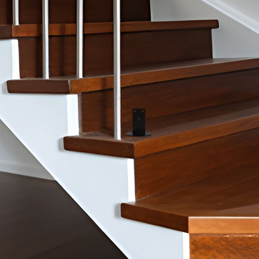 2Pcs Black Metal Handrail Bracket for Indoor Stairs Sleek Durable Staircase Support