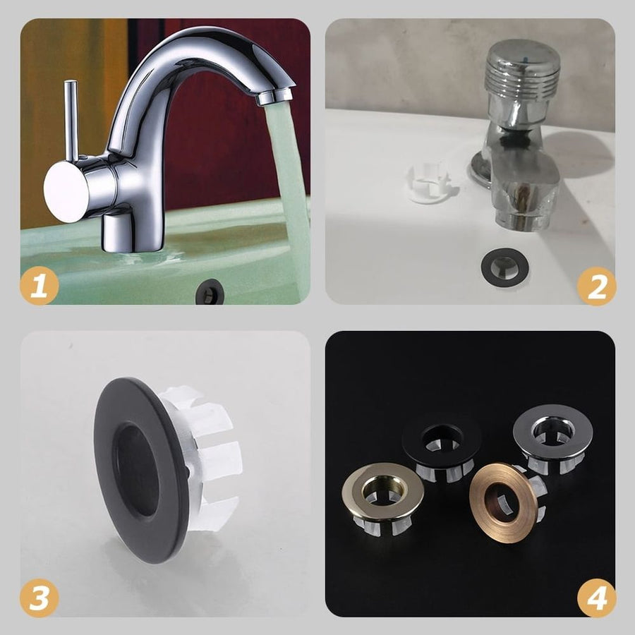 Ceramic Basin Overflow Rings Black ABS Brass Easy Install 2Pcs