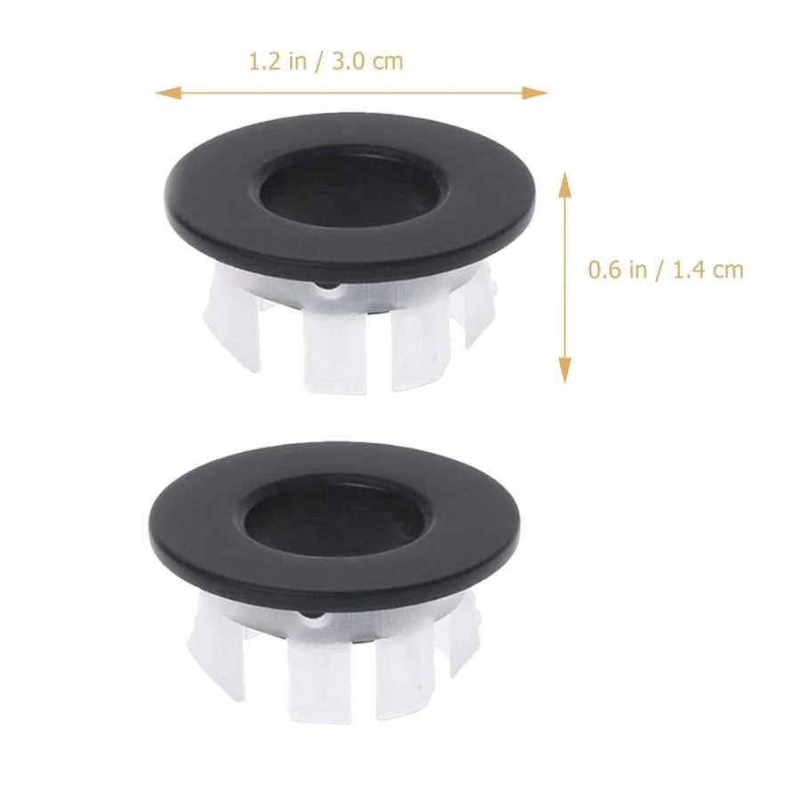 Ceramic Basin Overflow Rings Black ABS Brass Easy Install 2Pcs