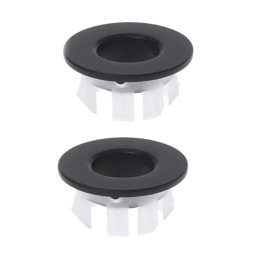 Ceramic Basin Overflow Rings Black ABS Brass Easy Install 2Pcs