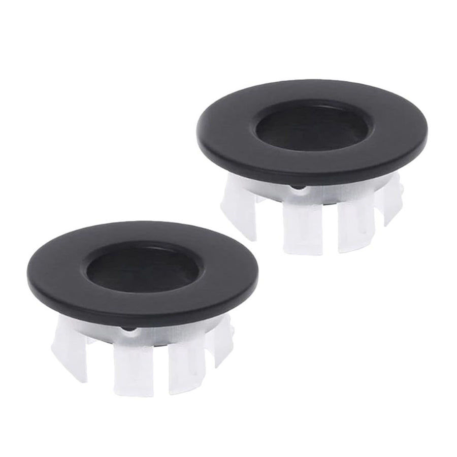 Ceramic Basin Overflow Rings Black ABS Brass Easy Install 2Pcs
