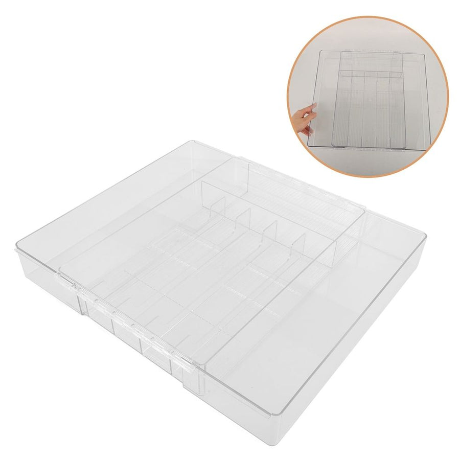 Clear Acrylic Silverware Tray with Multiple Compartments for Kitchen and Office Storage