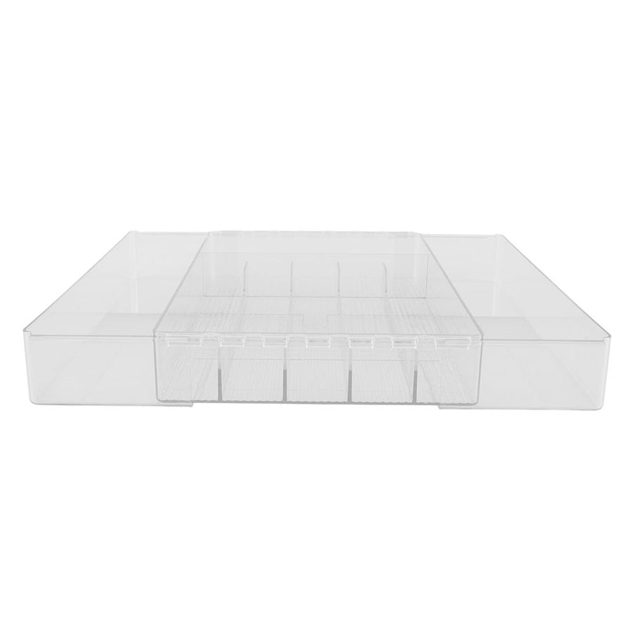 Clear Acrylic Silverware Tray with Multiple Compartments for Kitchen and Office Storage