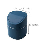 Dark Blue Desktop Trash Can with Odor-Reducing Lid for Home Use