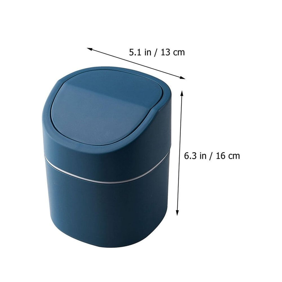 Dark Blue Desktop Trash Can with Odor-Reducing Lid for Home Use