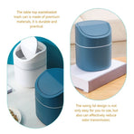 Dark Blue Desktop Trash Can with Odor-Reducing Lid for Home Use