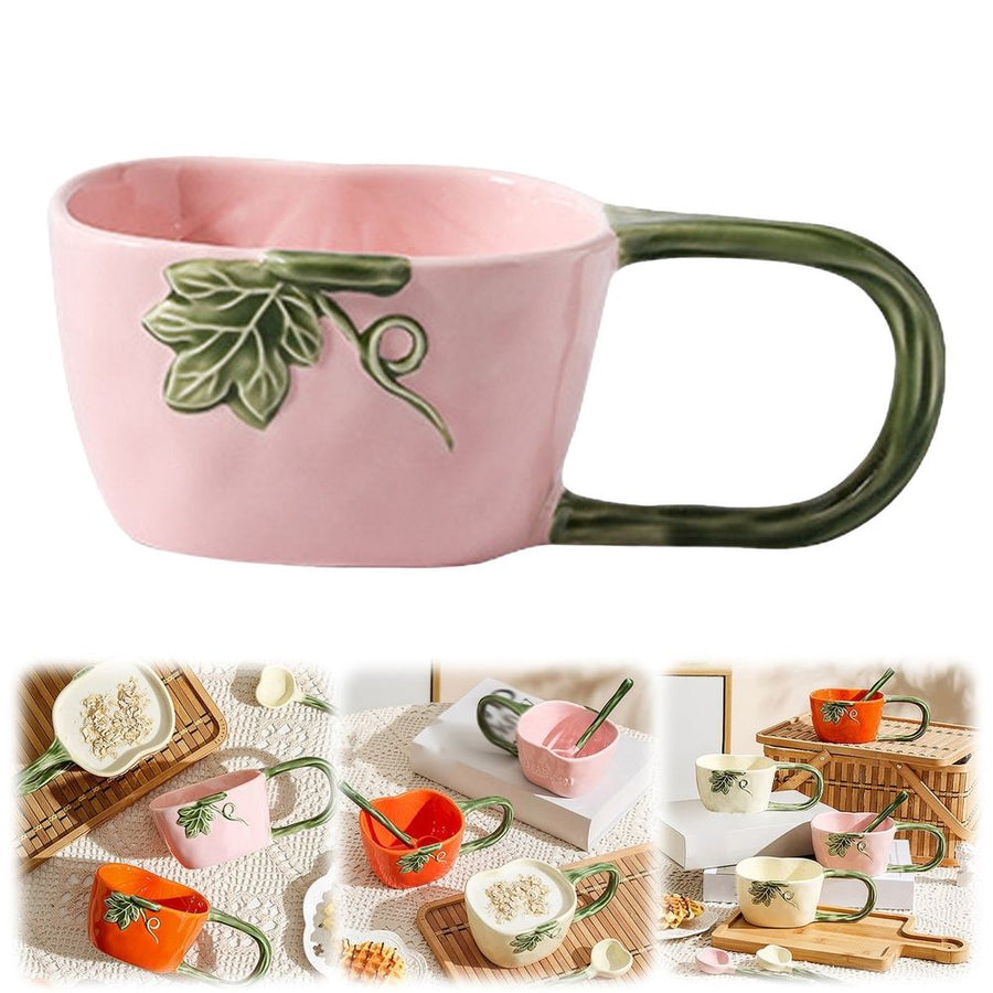Pumpkin Ceramic Coffee Mug Setwith Large Handle, Fall and Halloween-Themed Design, for Serving Coffee, Tea, and Hot Cocoa, Great Gift for Friends and Family, Dishwasher and Microwave Safe