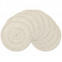 Boho Round Placemats Set of 8 Braided Border Round Place Mats 15 inch Washable Dining Table Mats for Home Wedding Holiday Party (Ivory Bordered,8)
