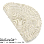 Boho Round Placemats Set of 8 Braided Border Round Place Mats 15 inch Washable Dining Table Mats for Home Wedding Holiday Party (Ivory Bordered,8)