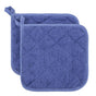 Cotton Terry Pot Holder Pack of 2 for Kitchen Everyday Basic Heat Resistant Coaster Potholder for Cooking and Baking Premium - Blue