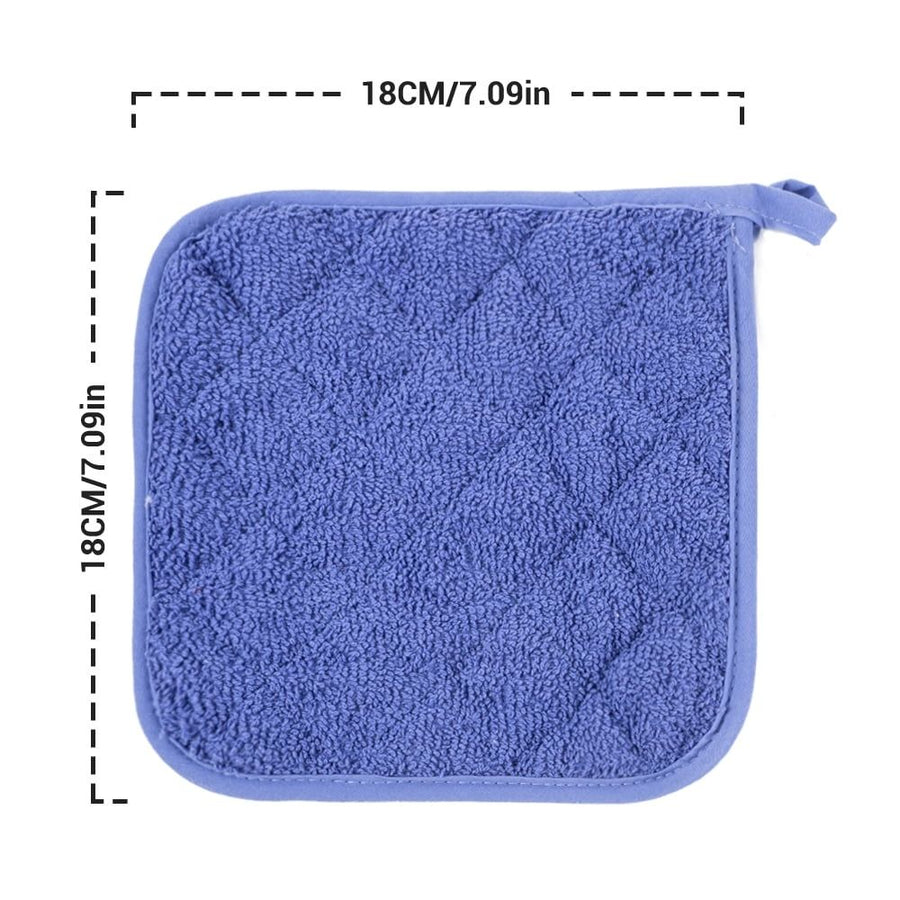 Cotton Terry Pot Holder Pack of 2 for Kitchen Everyday Basic Heat Resistant Coaster Potholder for Cooking and Baking Premium - Blue