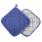 Cotton Terry Pot Holder Pack of 2 for Kitchen Everyday Basic Heat Resistant Coaster Potholder for Cooking and Baking Premium - Blue