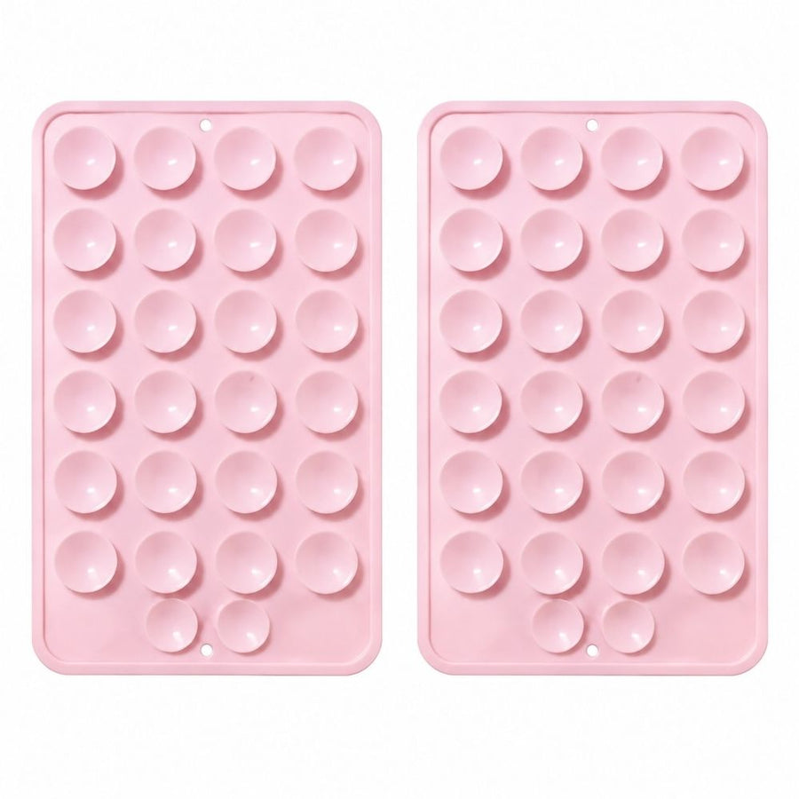 2 Pcs Double-Sided Suction Cup Phone Holder, 24 Suction Cups Per Side, Detachable, Waterproof, Suitable For Any Smooth Surface,5.3*8*0.5cm,Pink