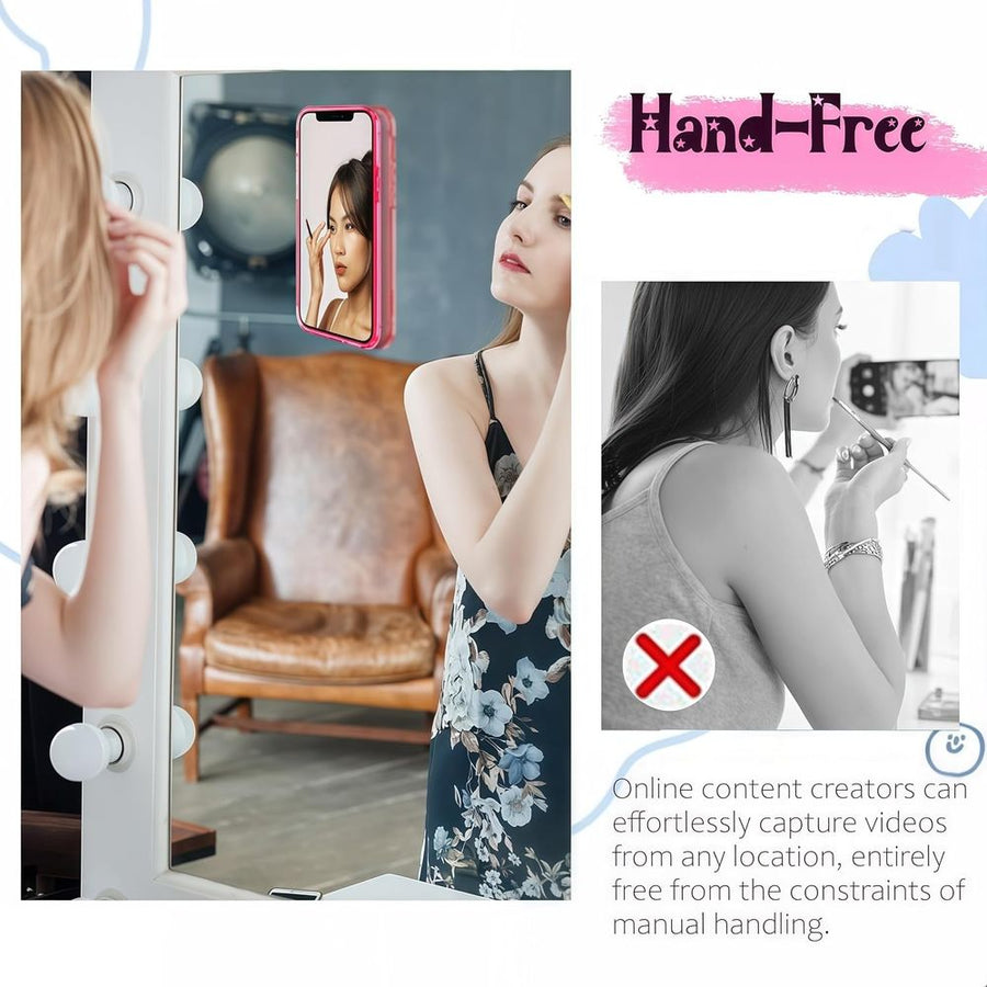 2 Pcs Double-Sided Suction Cup Phone Holder, 24 Suction Cups Per Side, Detachable, Waterproof, Suitable For Any Smooth Surface,5.3*8*0.5cm,Pink