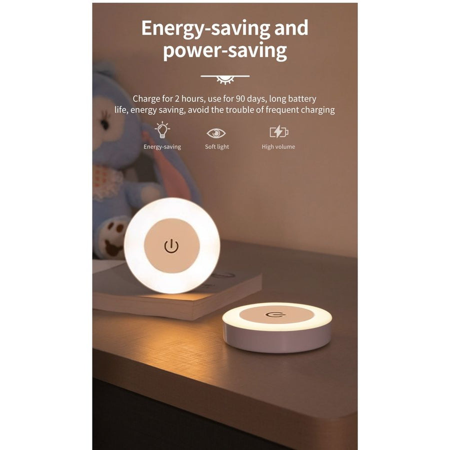 3 Pcs Dimmable LED Touch Night Light - Adjustable Warm White & Daylight Brightness, Easy Installation, USB Rechargeable Cabinet Light，6*6*2cm
