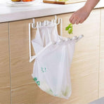 1 Pcs Foldable Trash Bag Holder, Simple Hanging Plastic Bag Holder, Kitchen Rack, No Drilling, Portable,26*24cm,White