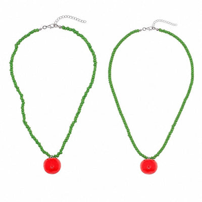 2 Pcs Bohemian Style Korean Colorful Candy Star Tassel Pendant Necklace, Tomato-Shaped Chain, Aesthetic Jewelry,45-50cm,extension chain